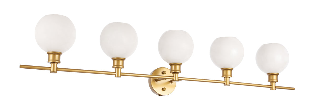 Collier 5 light Brass and Frosted white glass Wall sconce