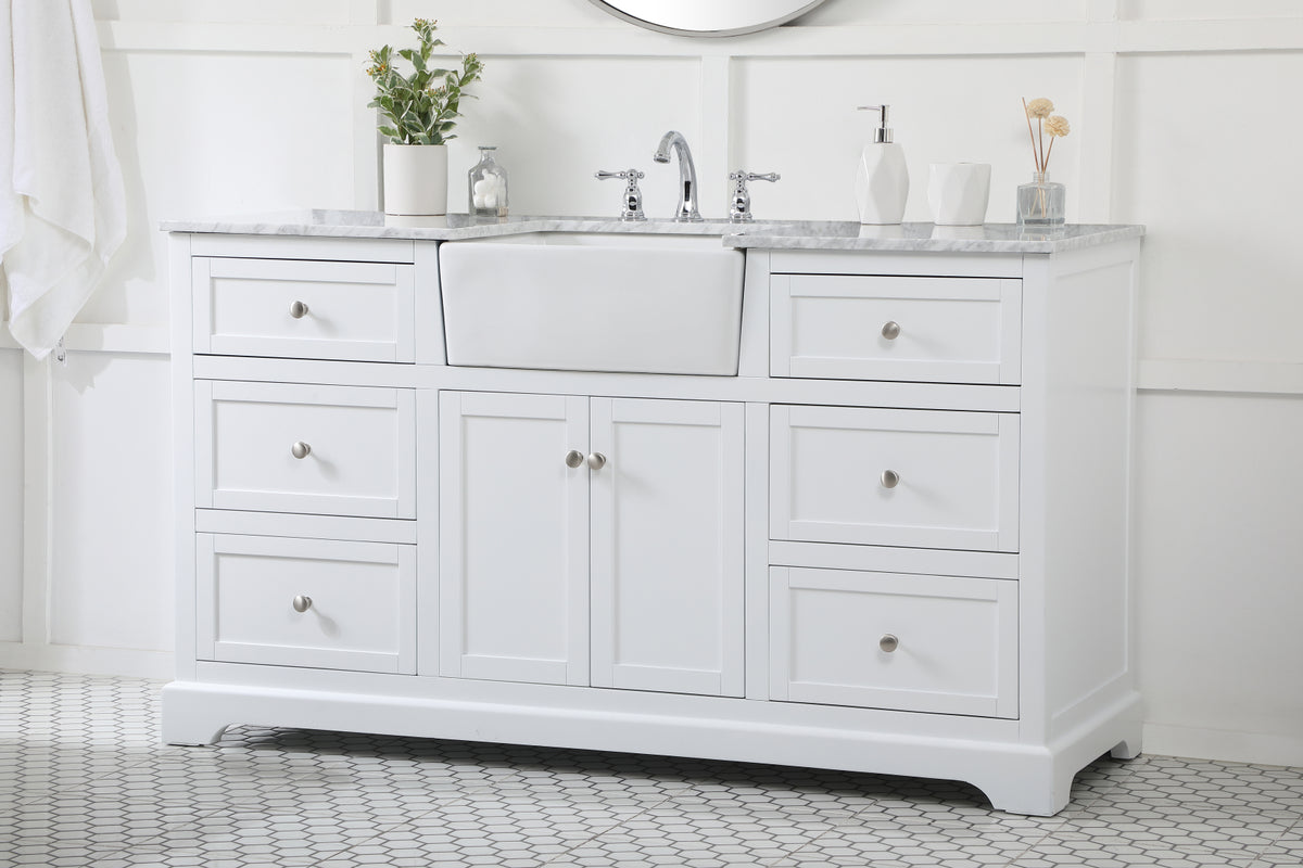 60 inch Single bathroom vanity in white