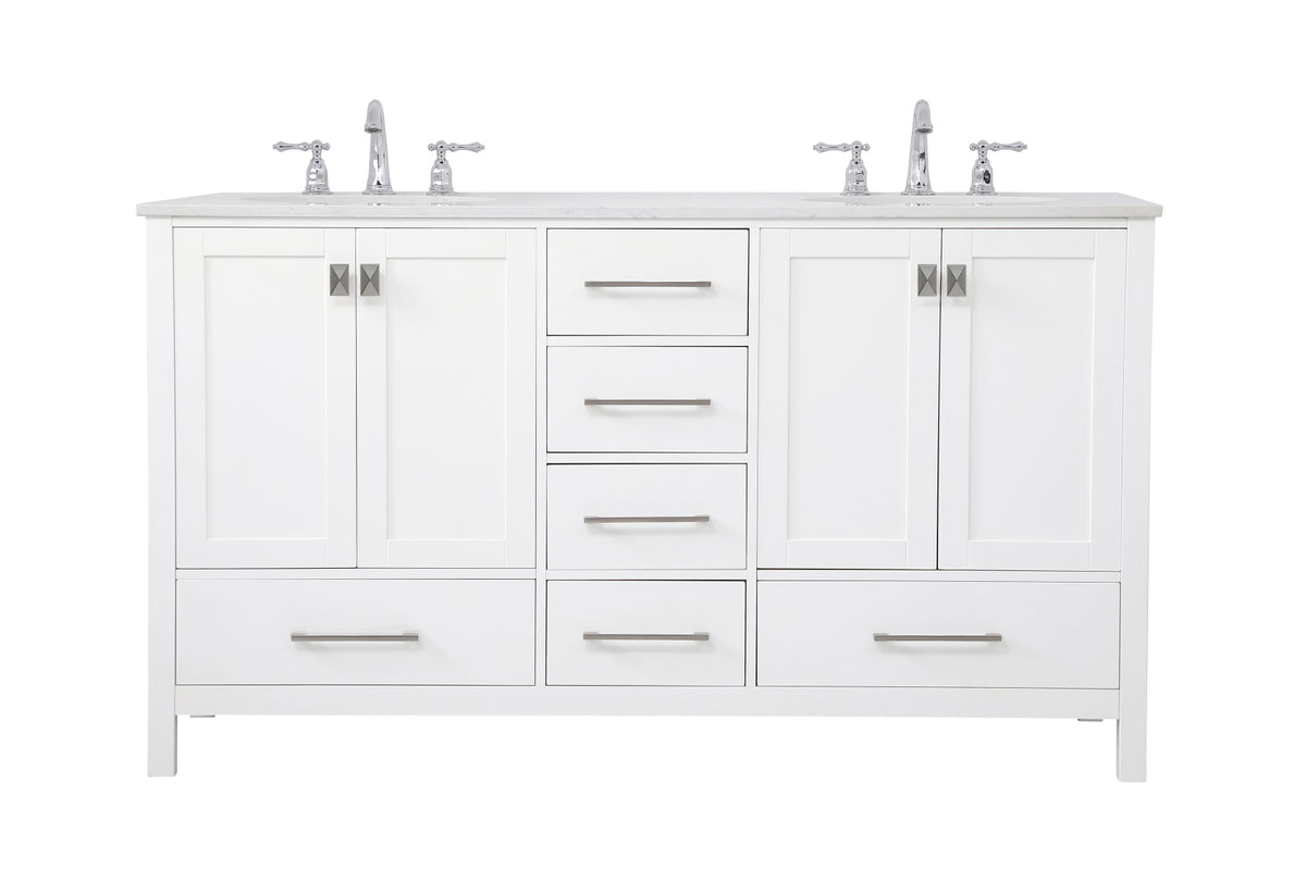 60 inch Double Bathroom Vanity in White