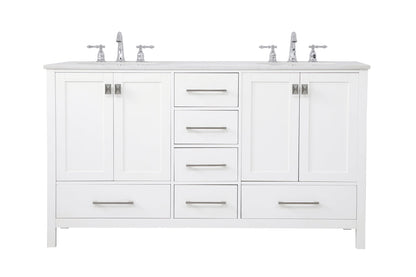 60 inch Double Bathroom Vanity in White