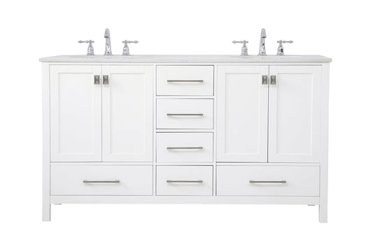 60 inch Double Bathroom Vanity in White