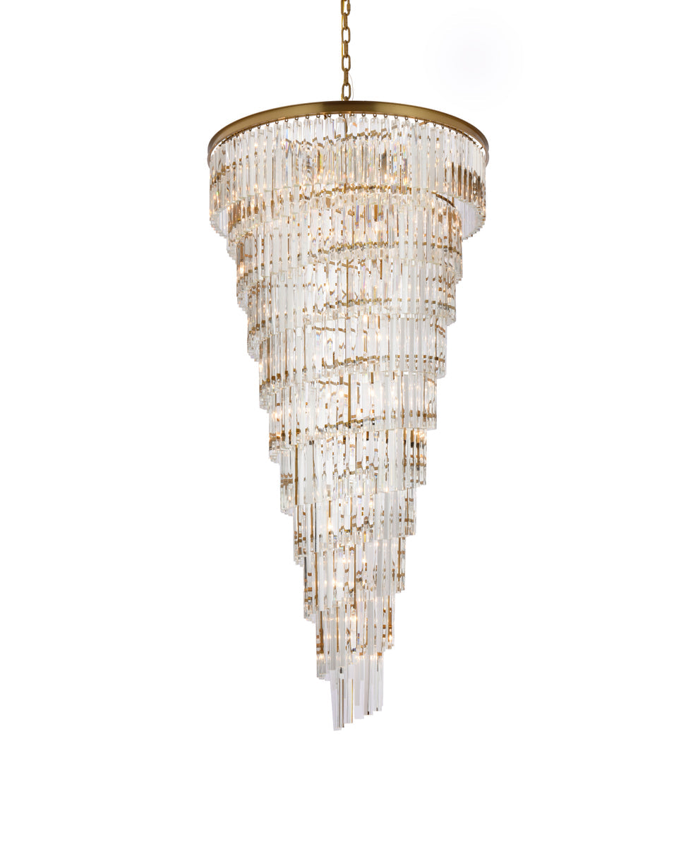 Sydney 36.5 inch spiral crystal chandelier in satin gold
