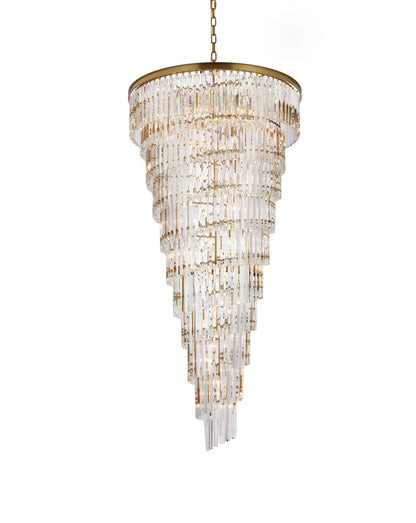 Sydney 36.5 inch spiral crystal chandelier in satin gold