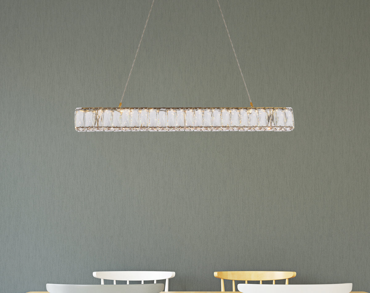 Monroe 31 inch LED linear pendant in gold
