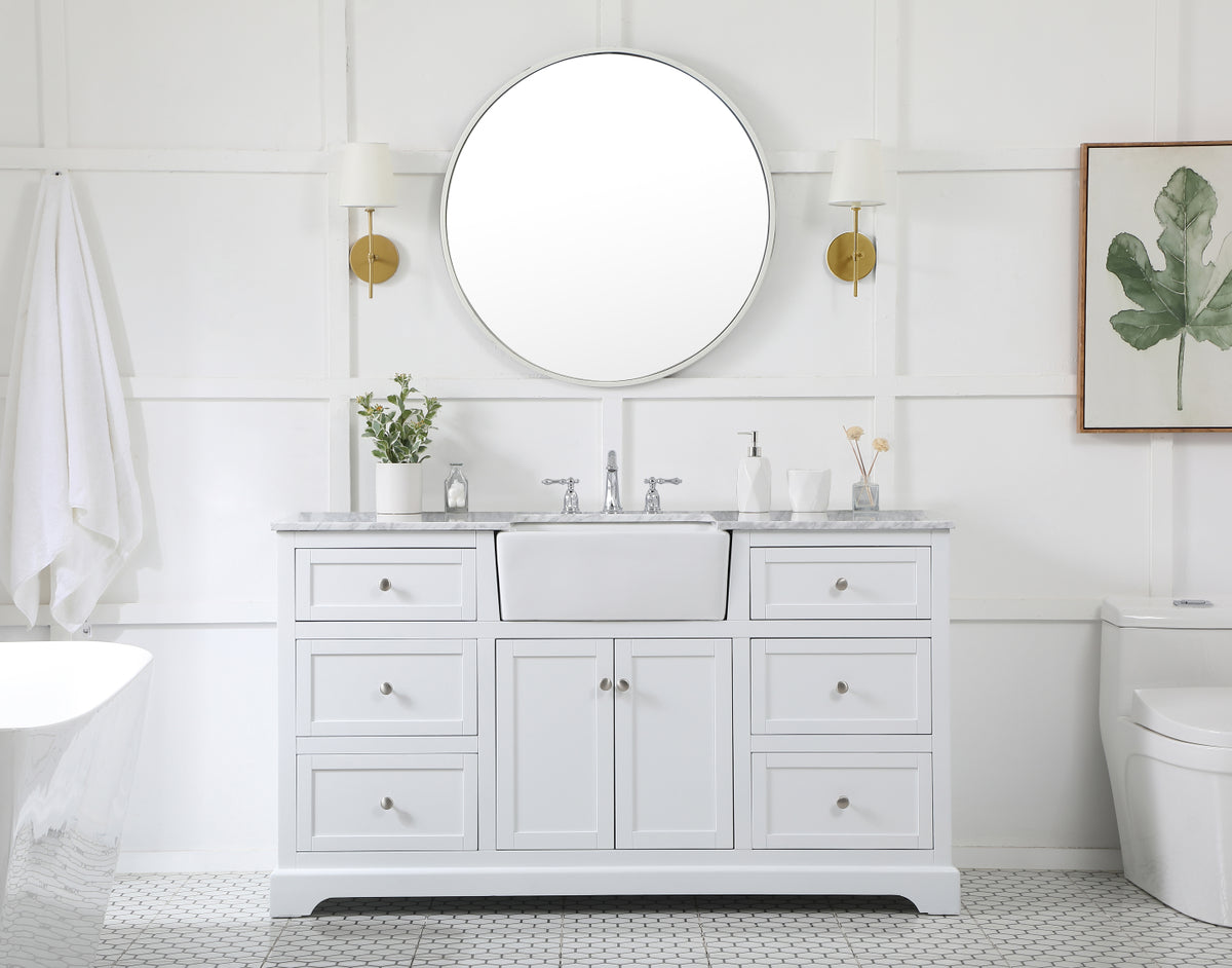 60 inch Single bathroom vanity in white