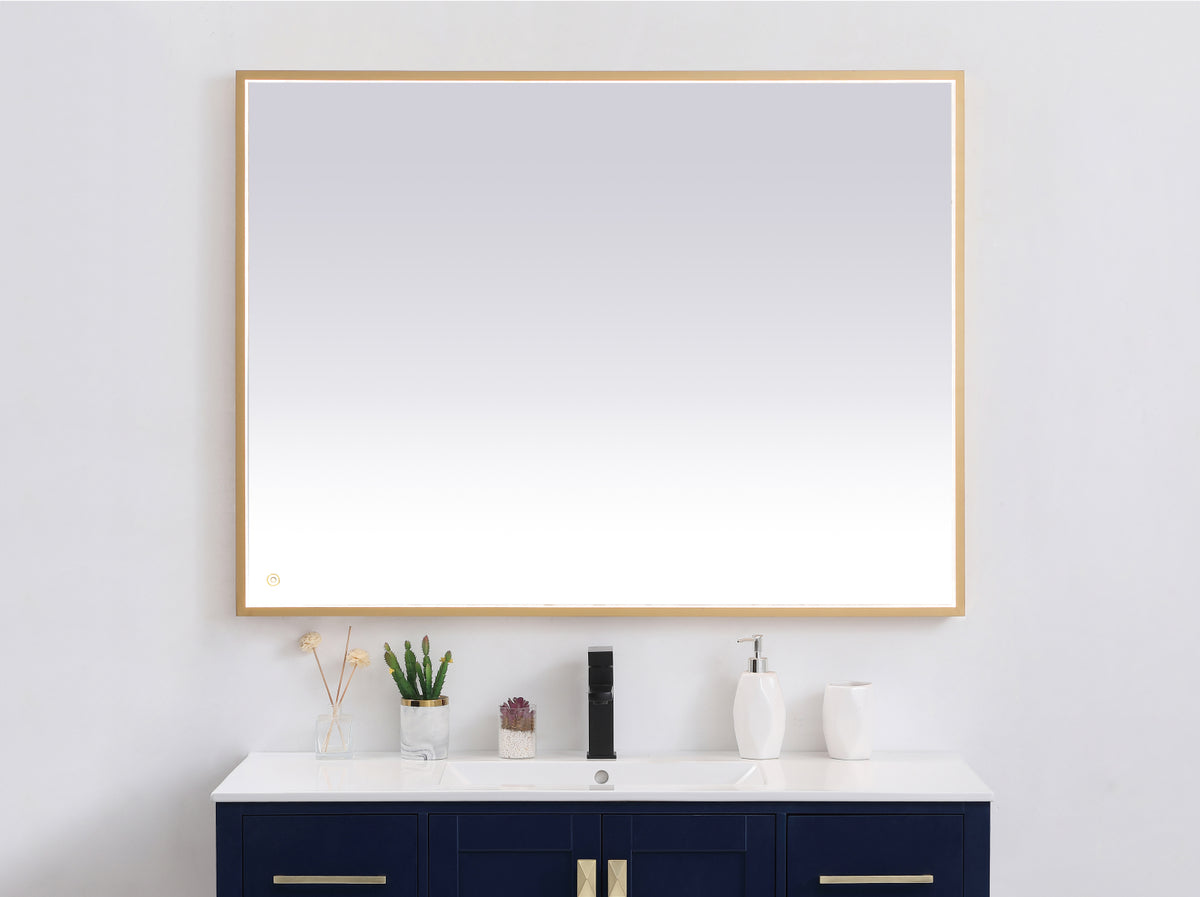 Pier 36x48 inch LED mirror with adjustable color temperature 3000K/4200K/6400K in brass