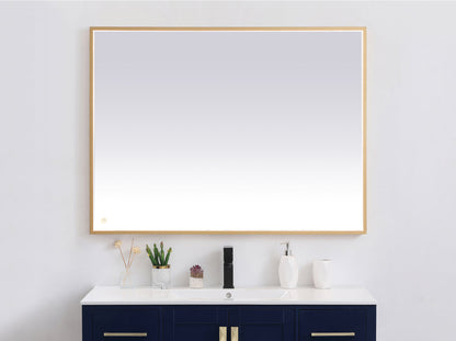 Pier 36x48 inch LED mirror with adjustable color temperature 3000K/4200K/6400K in brass