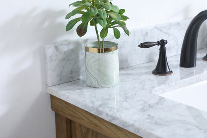 30 inch Single bathroom vanity in driftwood with backsplash
