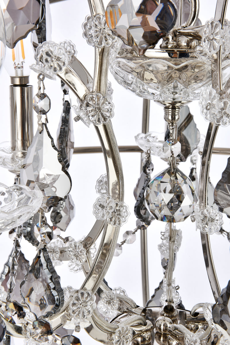 Geneva 5 light polished nickel Pendant Silver Shade (Grey) Royal Cut crystal