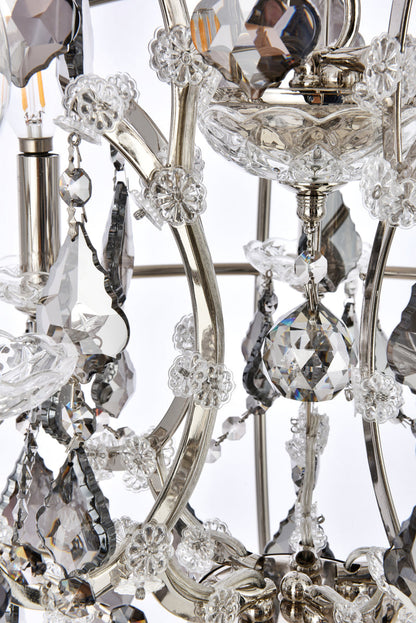 Geneva 5 light polished nickel Pendant Silver Shade (Grey) Royal Cut crystal