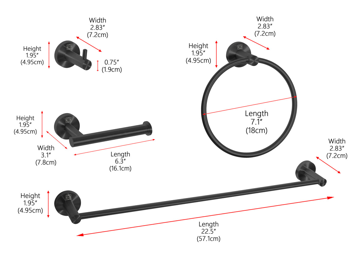 Freya 4-Piece Bathroom Hardware Set in Matte Black