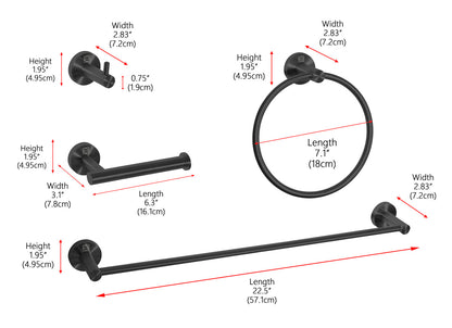 Freya 4-Piece Bathroom Hardware Set in Matte Black