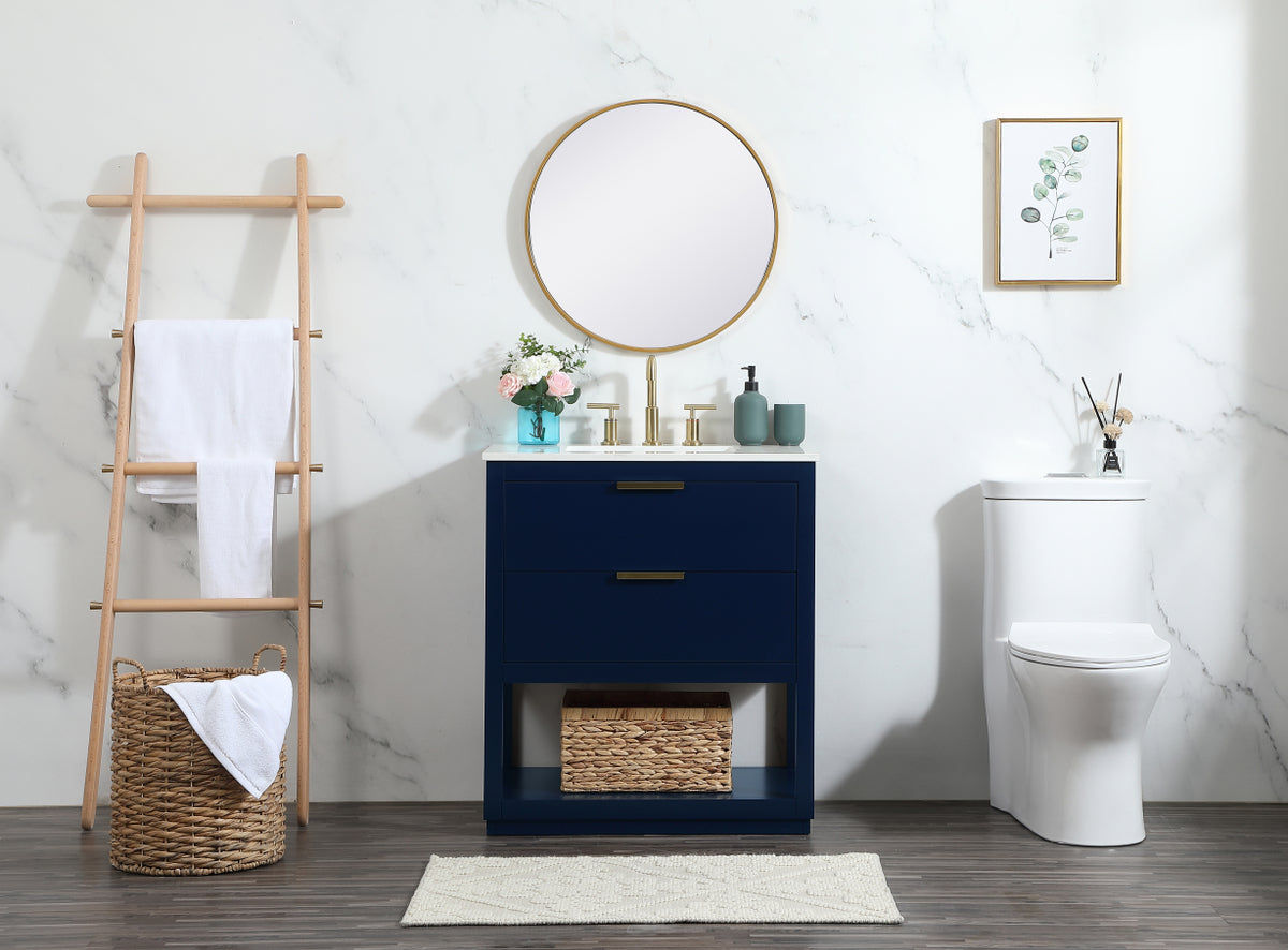 30 inch Single bathroom vanity in blue