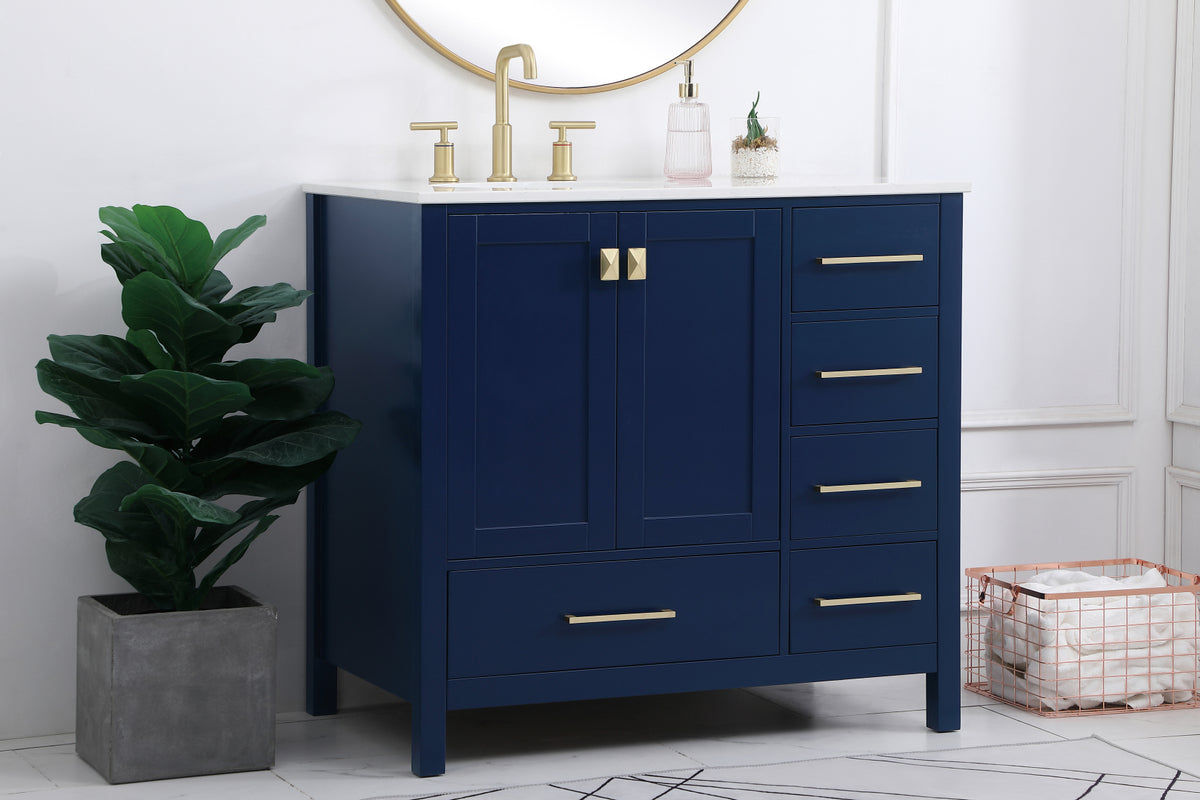 36 inch Single Bathroom Vanity in Blue