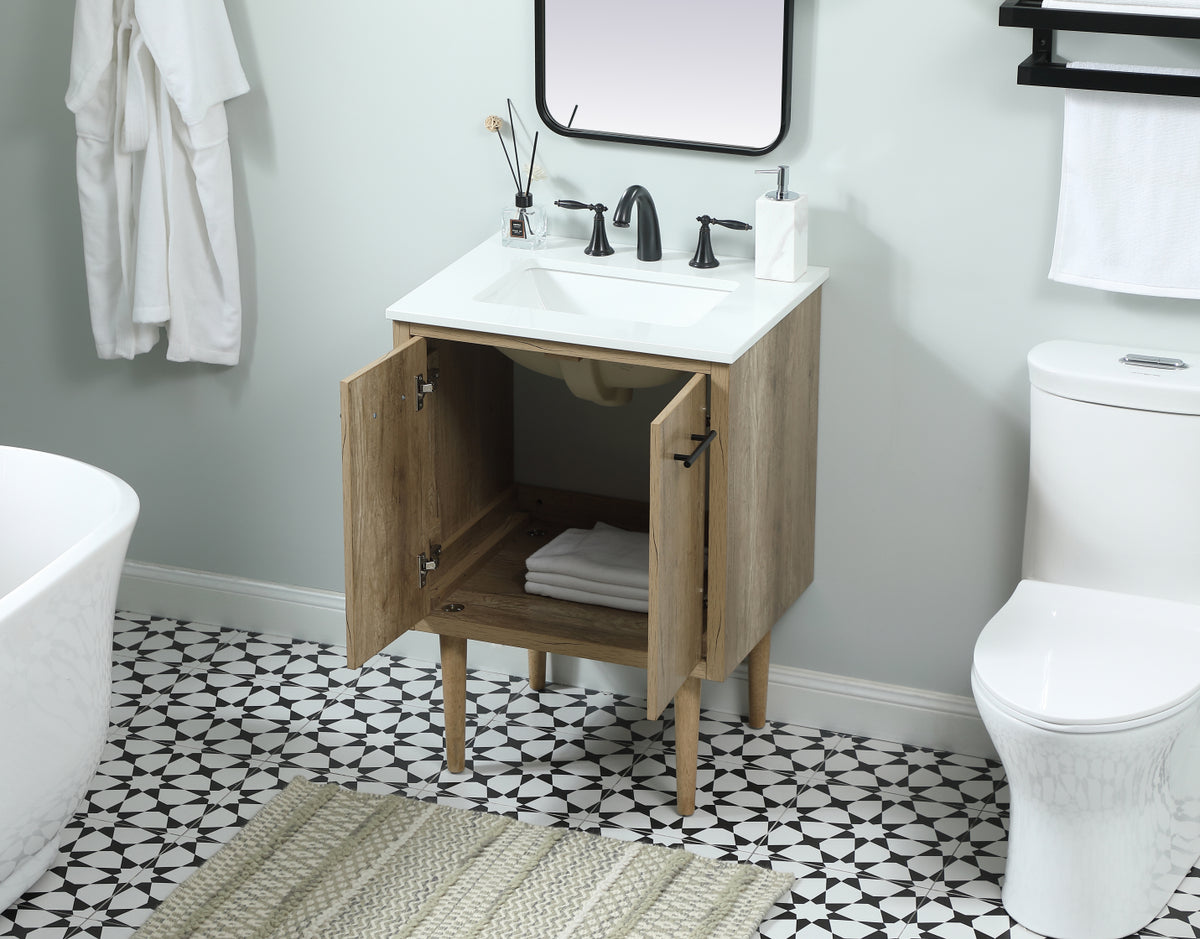 24 inch Single bathroom vanity in natural oak