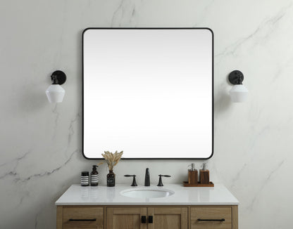 Soft corner metal square mirror 42x42 inch in Black