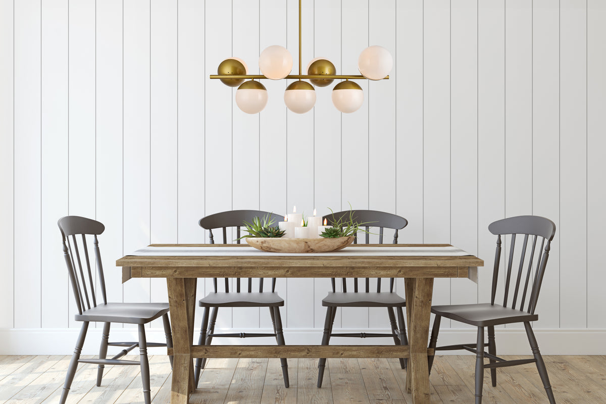 Eclipse 7 Lights Brass Pendant With Frosted White Glass