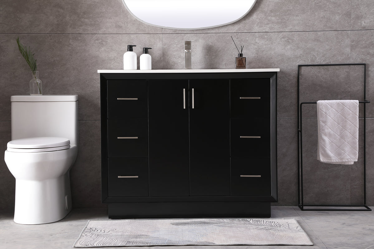 42 Inch SIngle Bathroom Vanity In Black
