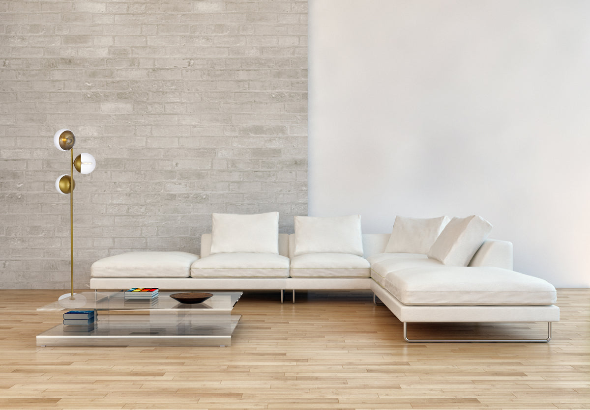 Eclipse 3 Lights Brass Floor Lamp With Clear Glass