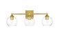 Foster 3 light Brass and Clear Bath Sconce