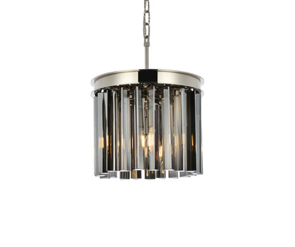 Sydney 3 light polished nickel Pendant Silver Shade (Grey) Royal Cut Crystal