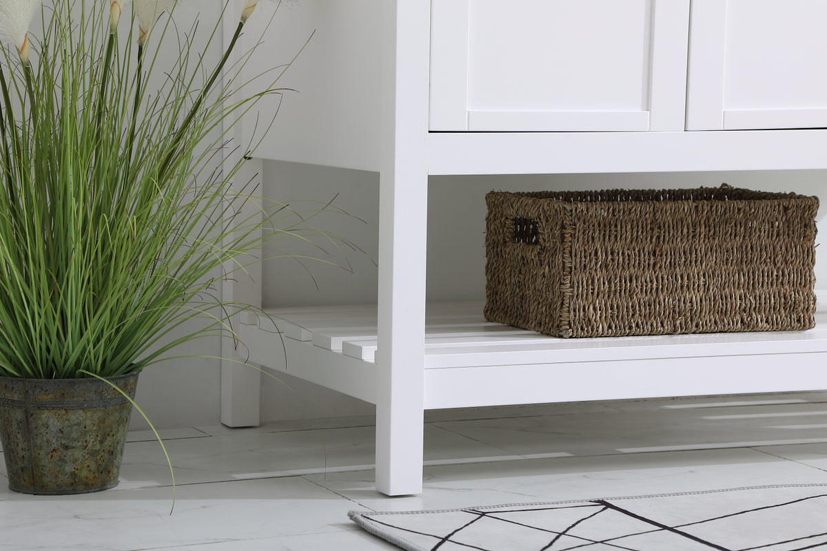 42 inch Single Bathroom Vanity in White with Backsplash