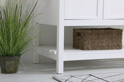 42 inch Single Bathroom Vanity in White with Backsplash