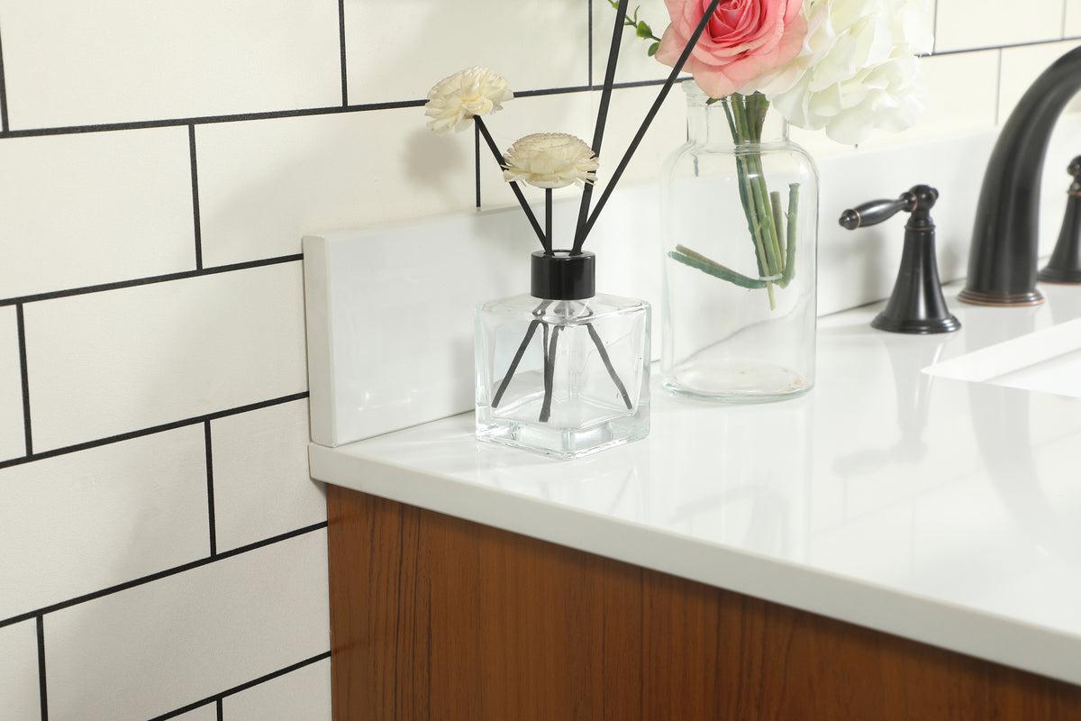 42 inch Single bathroom vanity in teak with backsplash
