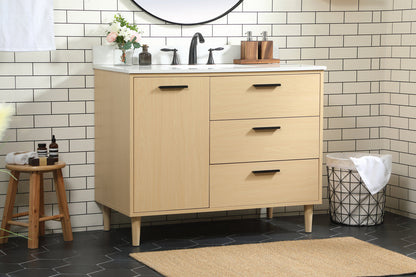 42 inch bathroom vanity in Maple with backsplash