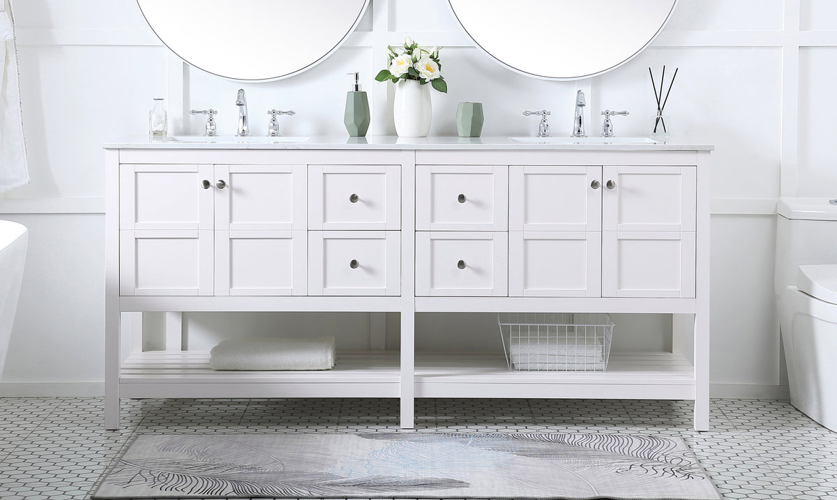 72 inch Double Bathroom Vanity in White