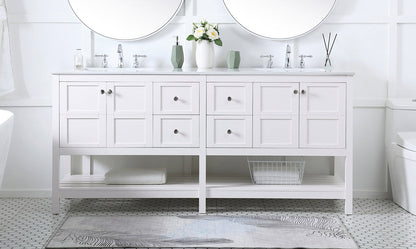 72 inch Double Bathroom Vanity in White