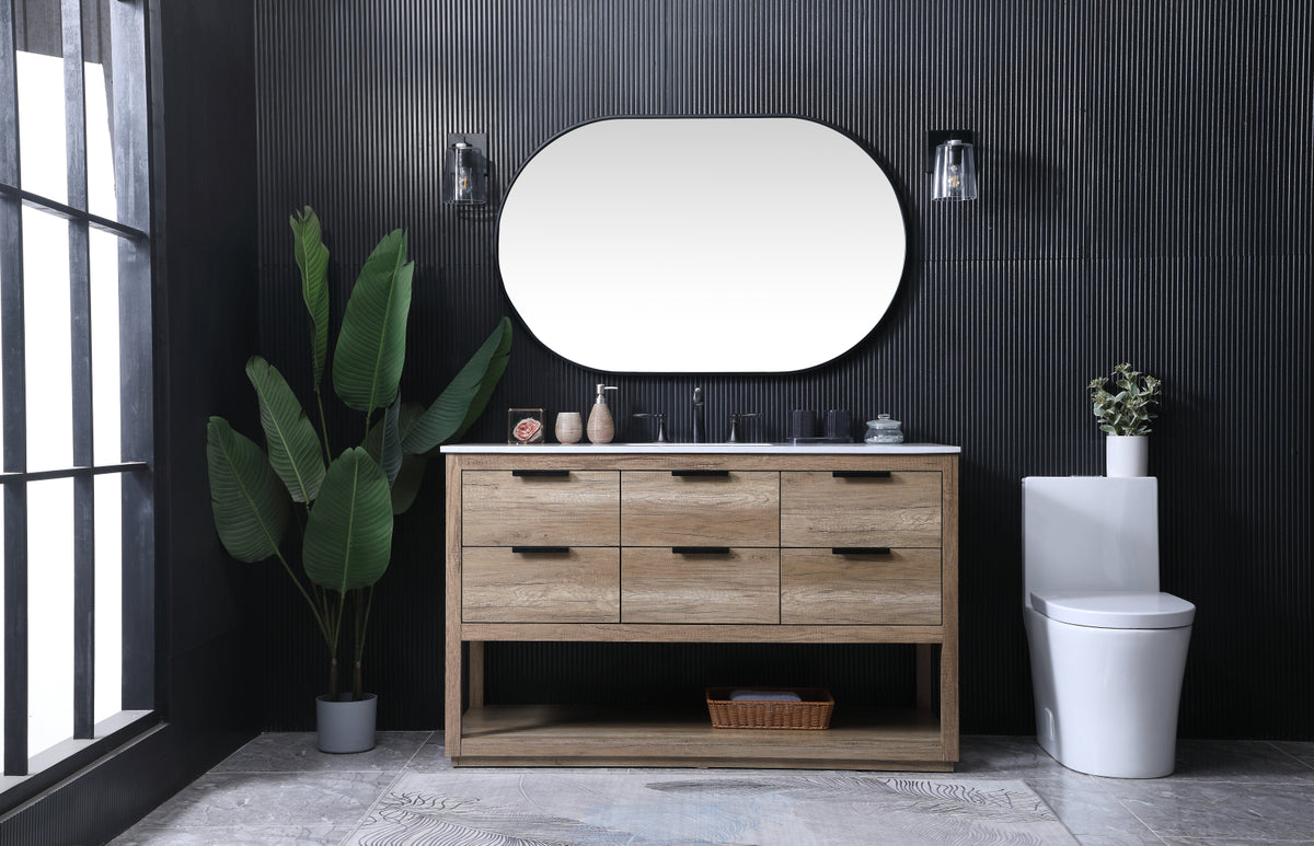 54 Inch SIngle Bathroom Vanity In Natural Oak