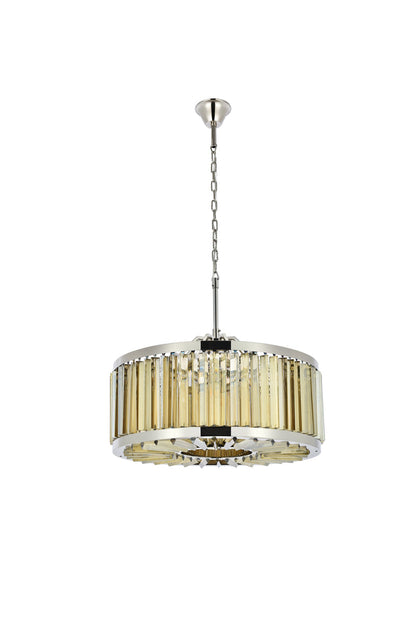 Chelsea 8 light polished nickel Chandelier Golden Teak (Smoky) Royal Cut Crystal