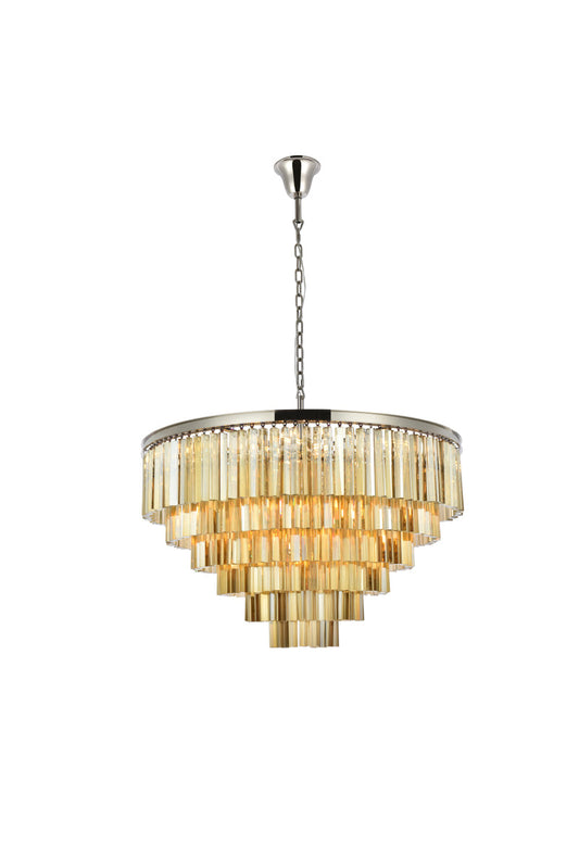 Sydney 33 light polished nickel Chandelier Golden Teak (Smoky) Royal Cut Crystal