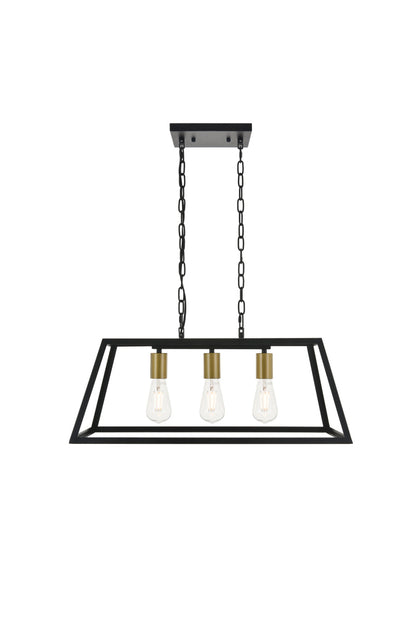 Resolute 3 light brass and black Pendant