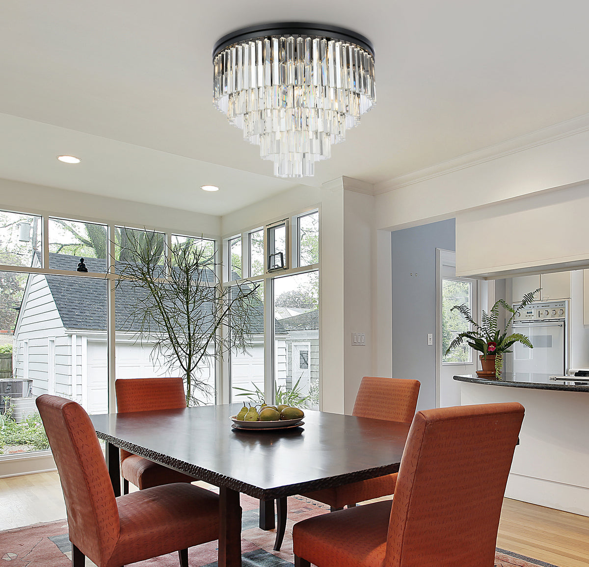 Sydney 17 light Matte Black Flush Mount Clear Royal Cut Crystal