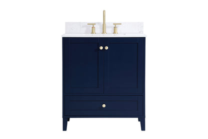 30 inch Single Bathroom Vanity in Blue with Backsplash