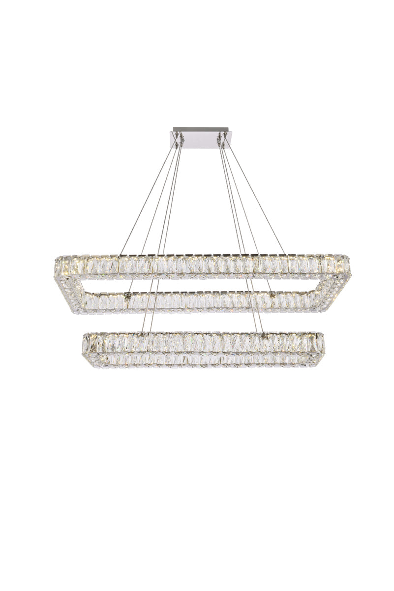 Monroe 42 inch LED double rectangle pendant in chrome