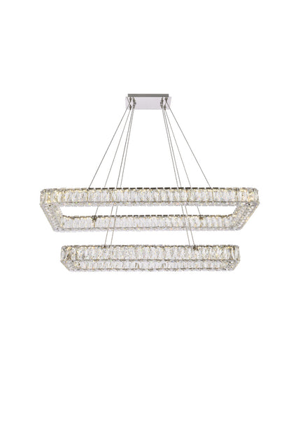 Monroe 42 inch LED double rectangle pendant in chrome
