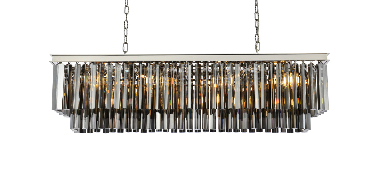 Sydney 12 light polished nickel Chandelier Silver Shade (Grey) Royal Cut Crystal