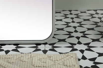 Soft Corner Metal Rectangle Full Length Mirror 32x72 Inch in Silver