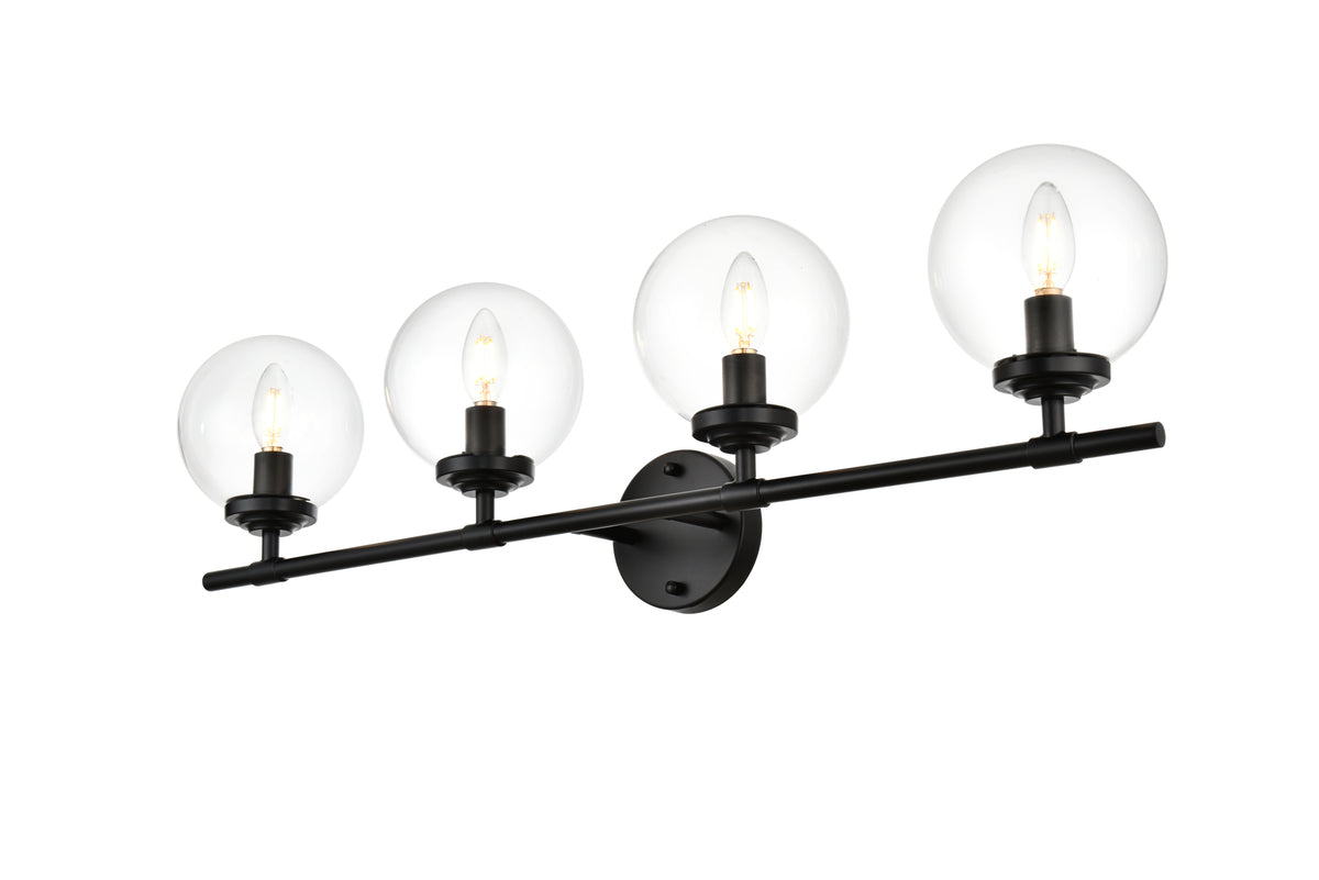 Ingrid 4 light Black and Clear Bath Sconce