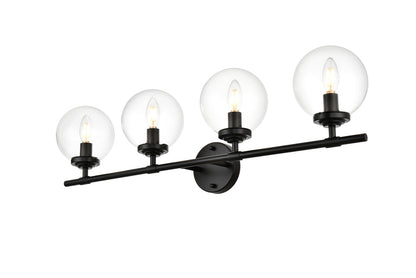 Ingrid 4 light Black and Clear Bath Sconce