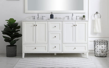 60 inch Double Bathroom Vanity in White