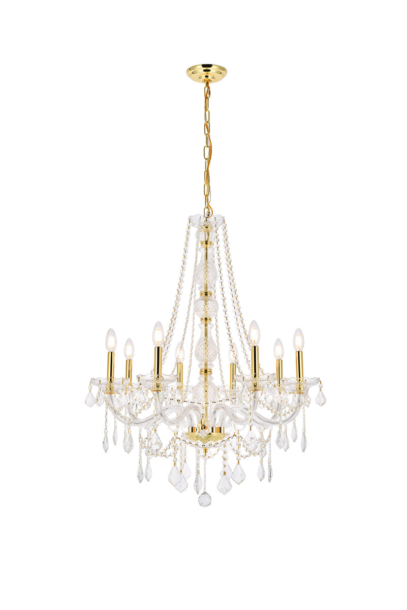 Verona 8 light Gold Chandelier Clear Royal Cut Crystal