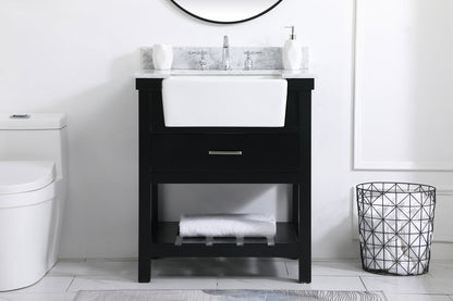 30 inch Single bathroom vanity in black with backsplash
