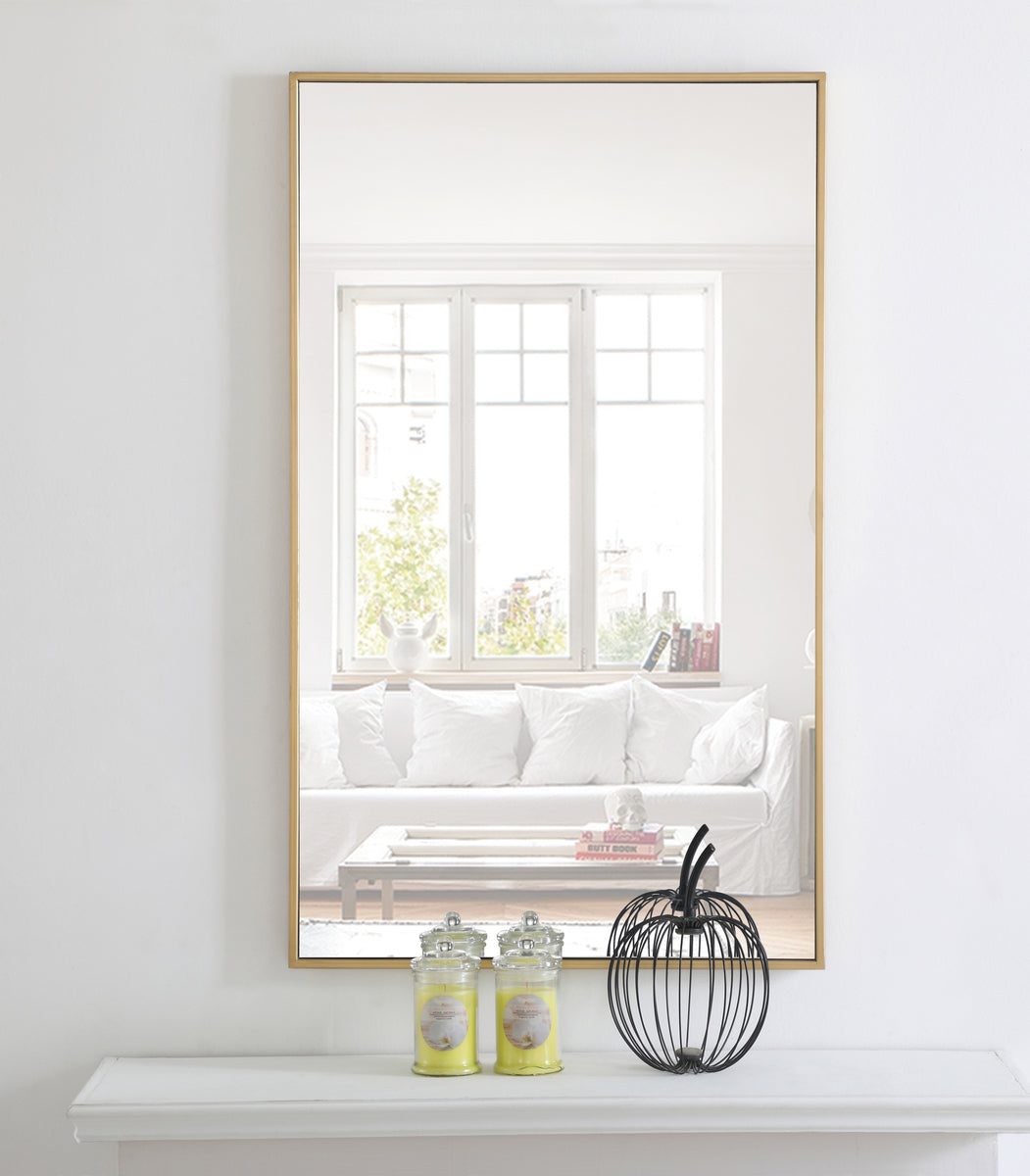 Metal frame Rectangle Mirror 24 inch Brass