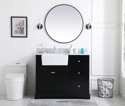42 inch Single bathroom vanity in black with backsplash