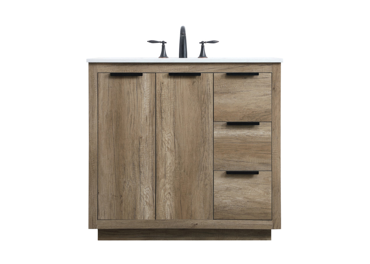 36 Inch SIngle Bathroom Vanity In Natural Oak