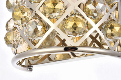 Madison 1 light polished Nickel Wall Sconce Golden Teak (Smoky) Royal Cut Crystal
